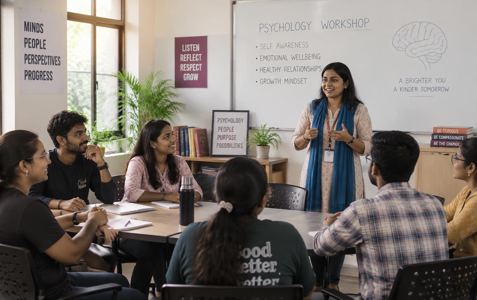 NIAP facilitator running a psychology workshop with students